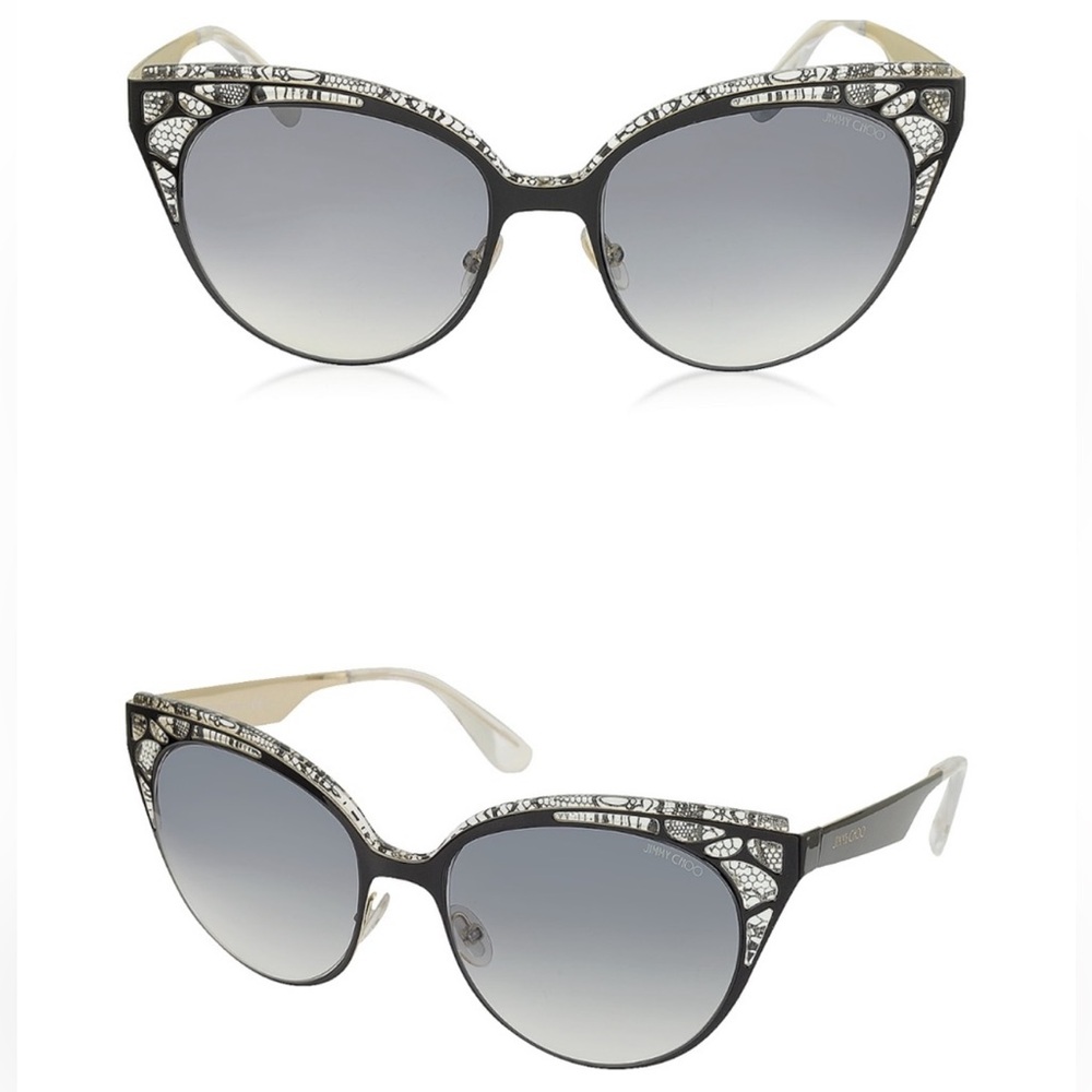 Jimmy Choo Lace Estelle/S Envy Black Cat-Eye Sunglasses with lace case - Picture 2 of 5